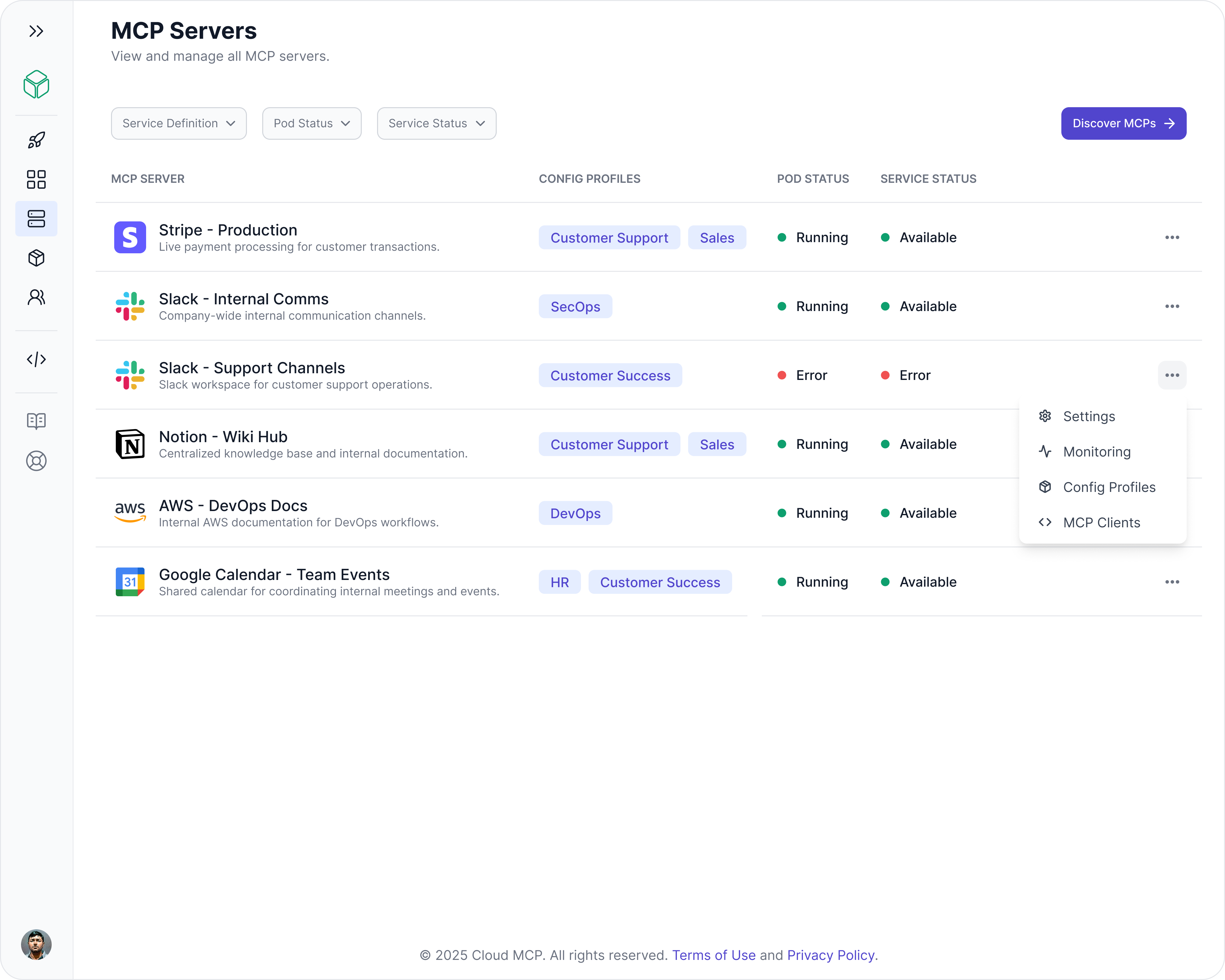 Cloud MCP Servers Interface